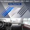 Автомобили Обновление Аксессуары для Модификации из Нержавеющей Стали Синяя Накладка на Дверную Панель Для Volkswagen Tiguan L 2017 2018