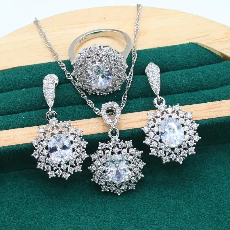 Отличительные комплекты ювелирных изделий из серебра 925 пробы для женщин, свадебный браслет с радужным синим цирконием, серьги, ожерелье, кулон, кольцо, подарок на свидание