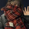 Red Plaid Scarf Women'S Winter Senior Sense Thickened Shawl Student Couple Scarf
