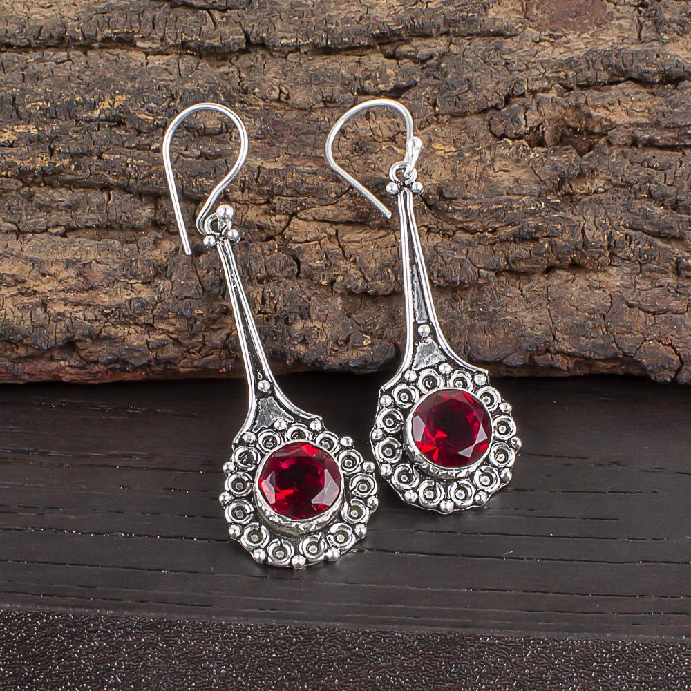 Pink Rubellite Earrings, Handmade Gemstone 925 Solid Sterling Silver Earrings Antique Jewelry, For Engagement Gift