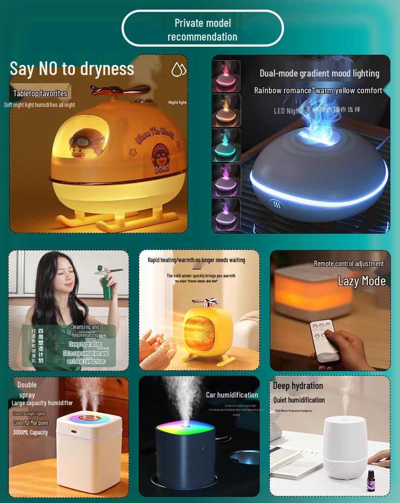 Настольный увлажнитель воздуха в форме вертолета: Мини-очиститель воздуха для ароматерапии с большим объемом распыления для домашних животных и дома