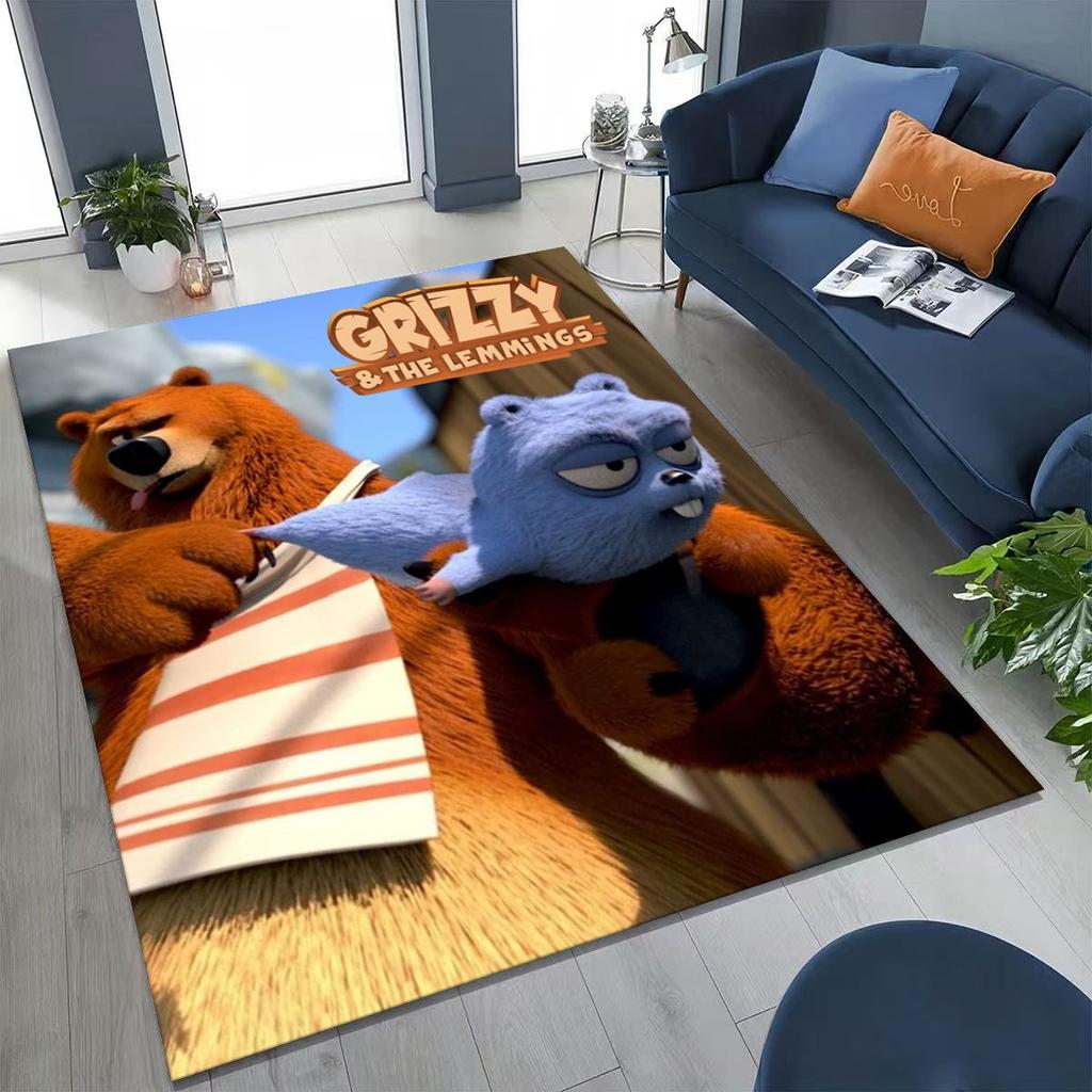 Забавный ковер-ковер из мультфильма «Гризли и лемминги» для спальни, гостиной, дивана, придверный коврик, декор, большой детский игровой нескользящий коврик для пола
