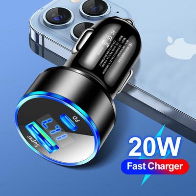 20 Вт Pd Автомобильное зарядное устройство Usb Type C с цифровым дисплеем Быстрая зарядка Автомобильный адаптер для телефона для Iphone Xiaomi Huawei Samsung Зарядка