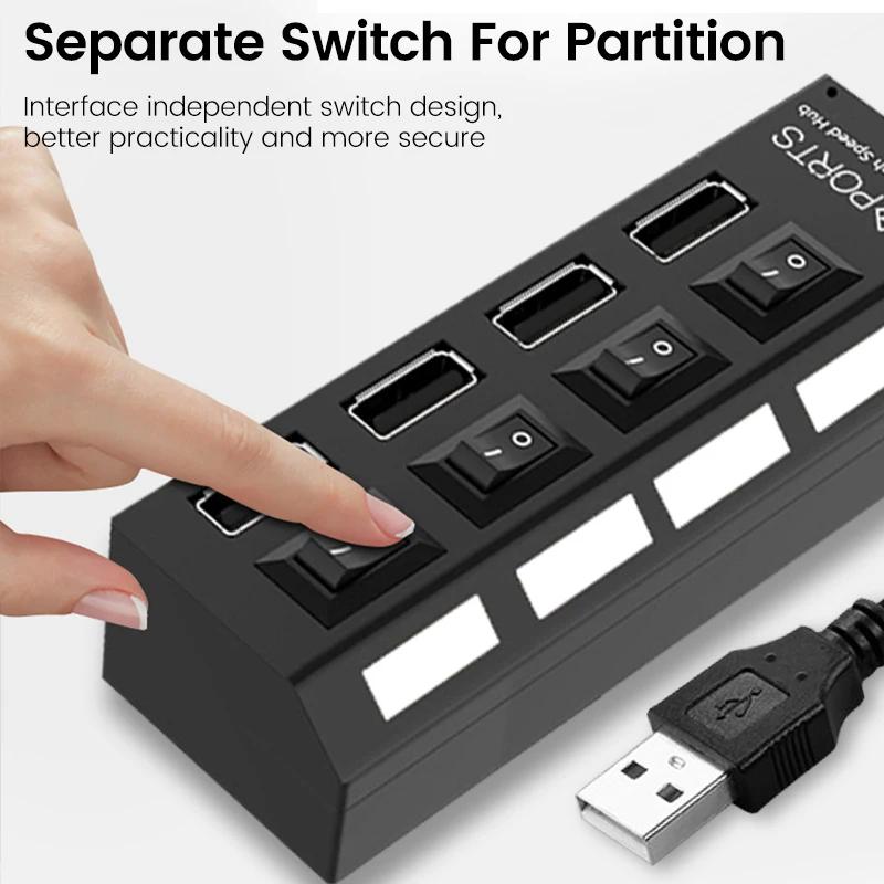 USB HUB 2.0 4/7-портовый несколько расширителей Концентратор USB 2.0 с переключателем Мульти USB-разветвитель Использование адаптера питания Компьютерные аксессуары