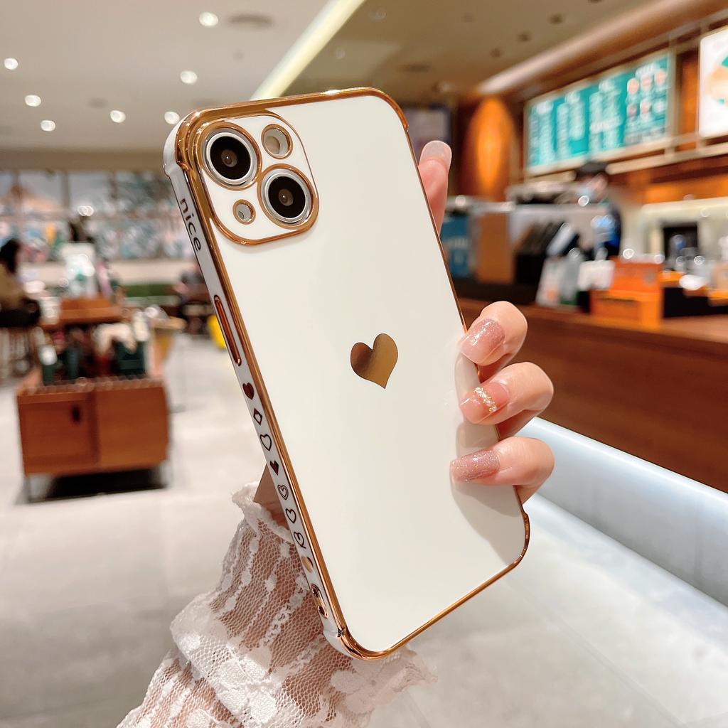 Подходит для 16 Apple 17promax гальванический боковой чехол-сердечко 15promax чехол для мобильного телефона XR гарантия 14pro чехол XS