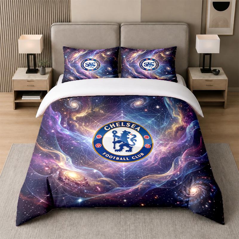3Pcs Bedding SetChelsea FC Soft Bed Sheet and Two Pillowcases Home Bedroom Decor