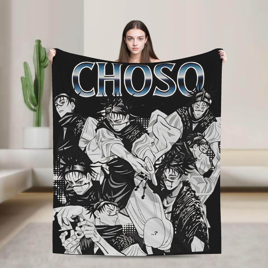Choso Blanket Cover Flannel Kaisens Anime Lightweight Thin Throw Blanket for Car Sofa Couch Bed Rug