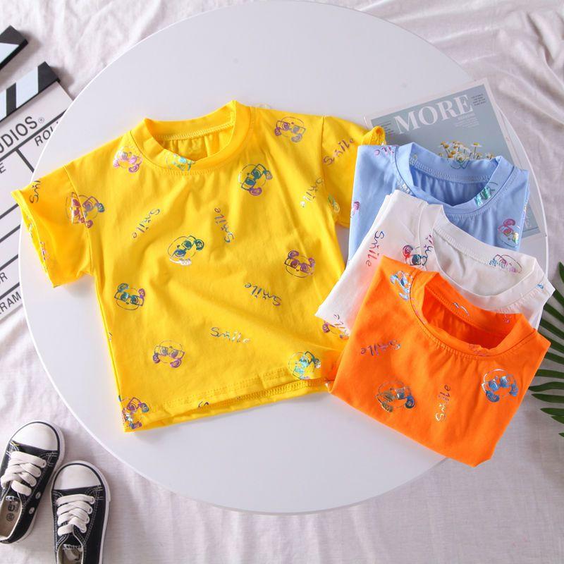 Летняя одежда с короткими рукавами для мальчиков. Футболка для малышей. Тонкий дизайн. Детские топы для мальчиков и девочек на лето.