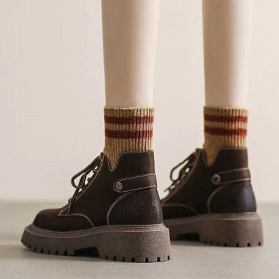 2025 Универсальные ботинки Мартин в британском стиле: Унисекс Осенне-зимние низкие кеды на очень толстой подошве и с плюшевой подкладкой