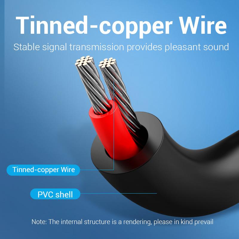 Аудиокабель Vention 2RCA «папа-папа» RCA-RCA до 0,5–3 м, кабель для домашнего кинотеатра, DVD-усилитель, позолоченный кабель