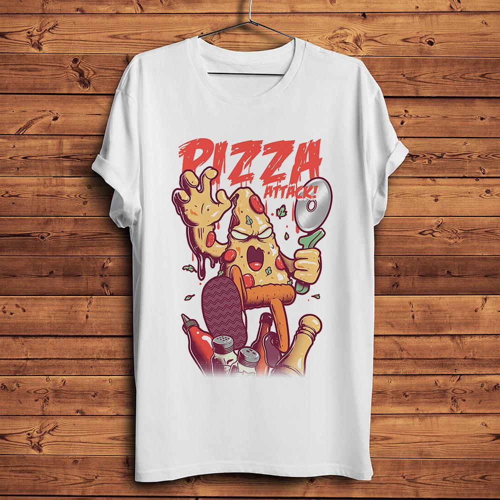 Pizza taco kaiju Attack funny anime t shirt homme short sleeve Unisex white casual tshirt unisex Unisexga hipster streetwear tee