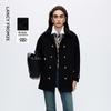 LANGZI Женское винтажное преппи двубортное пальто из смесовой шерсти
