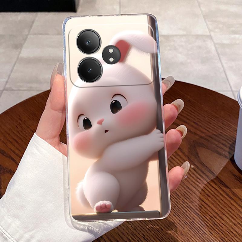 Гелевый чехол для Realme GT Neo 6 SE/GT Neo6/GT 6T/Realme GT 6 Прозрачный силиконовый мягкий ТПУ задняя крышка Милый Кот Кролик Защитный чехол