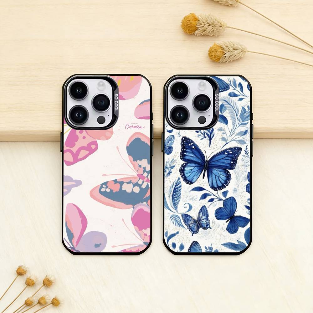 Butterflies Phone Case for Color Silver Shell For IPhone 17 16 15 14 13 12 11 Pro Max Plus