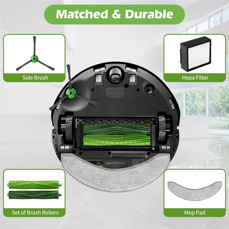 LITE-Запасные части для Irobot Roomba Combo J7+ J9+,Аксессуары включают 1 комплект резиновых щеток, фильтры, боковые щетки