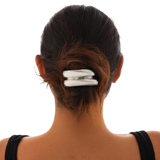 Geometric Metal Hair Tie, Alloy Elastic Ponytail Holder for Women, Minimalist Square Hair Ring for Daily Commuting Use