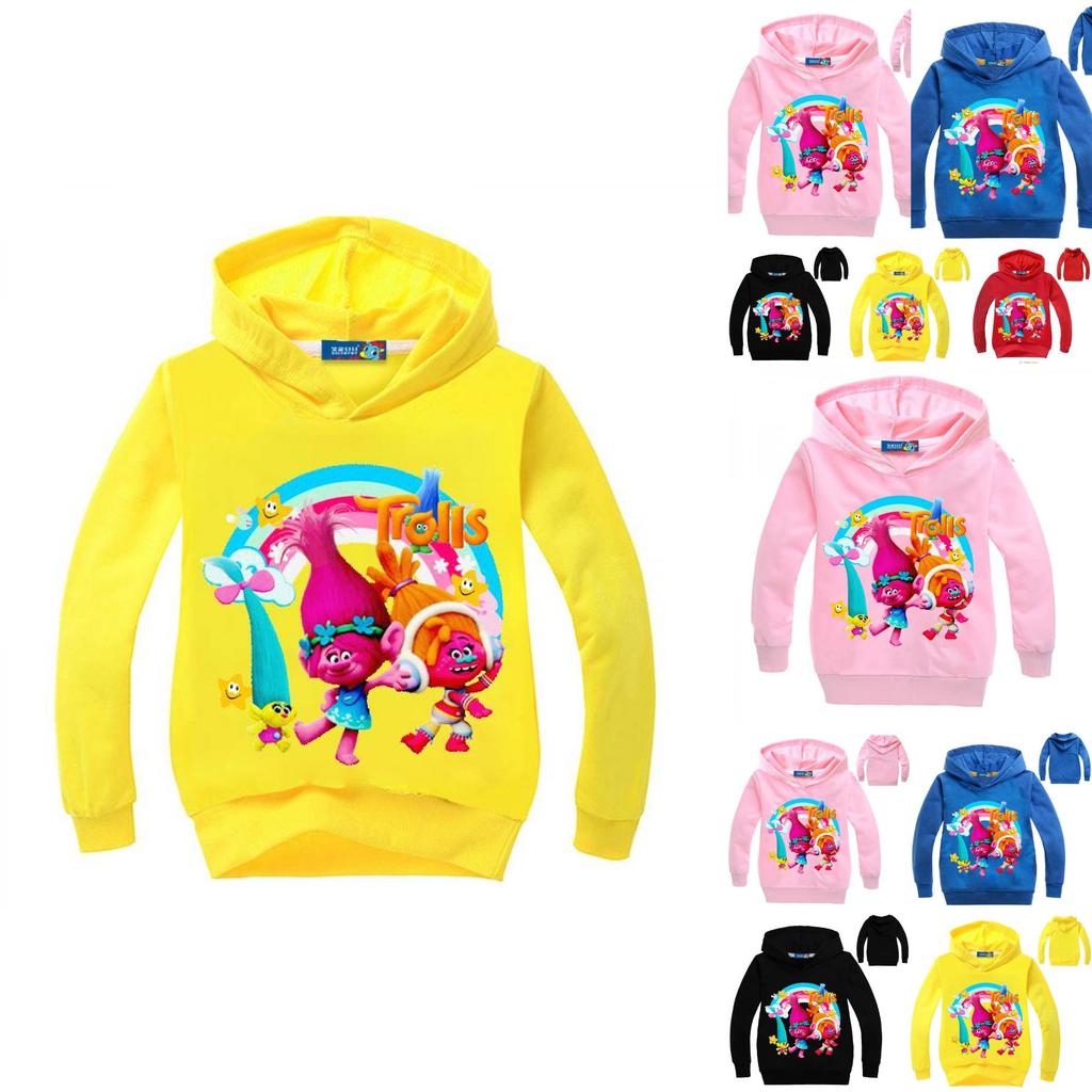 Kids Trolls Print Hoodie Cotton Pullovers Coat Jacket Gift Yrs