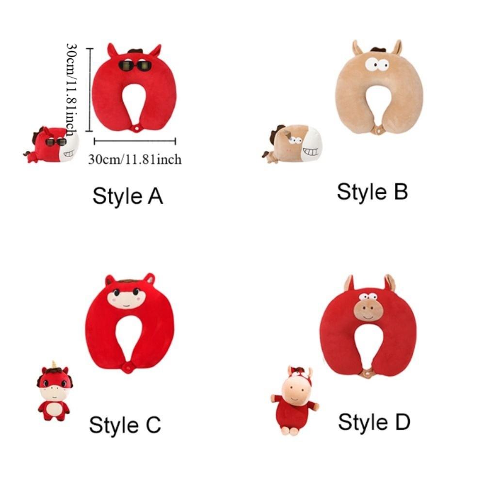 Универсальная подушка-трансформер 2 в 1 в форме лошади, U-образная, приятная на ощупь, для офиса и отдыха, а также подушка для сна с мультяшным рисунком и частицами пены, идеально подходит для деловых поездок.
