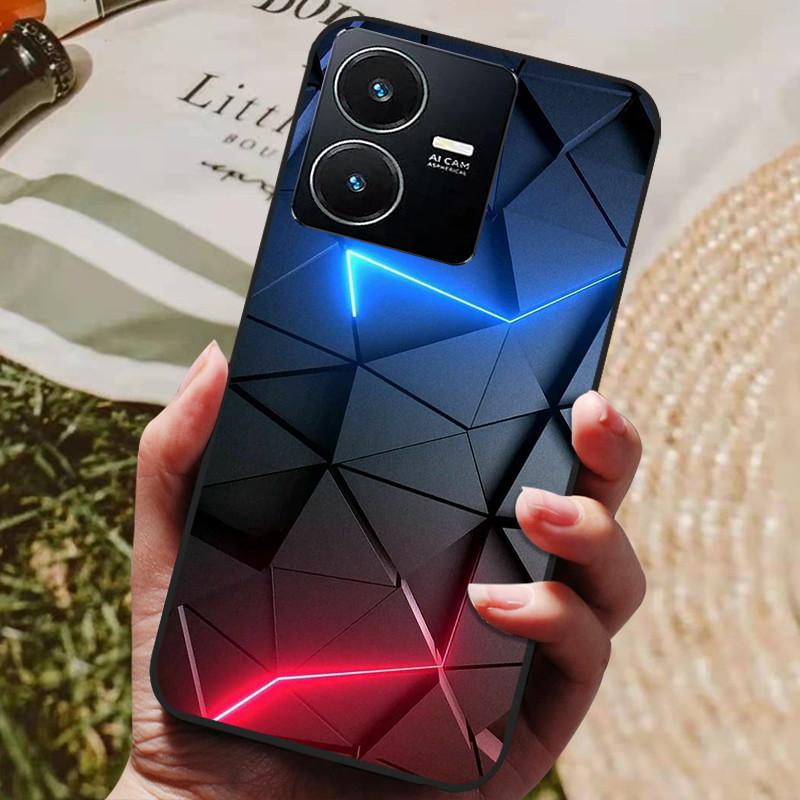 Для чехла Vivo Y22 Y22s 2022 Модный расписной черный силиконовый мягкий чехол на заднюю панель Для чехла для телефона Vivo Y22s VivoY22 Y 22 Y22 s 4G Coque