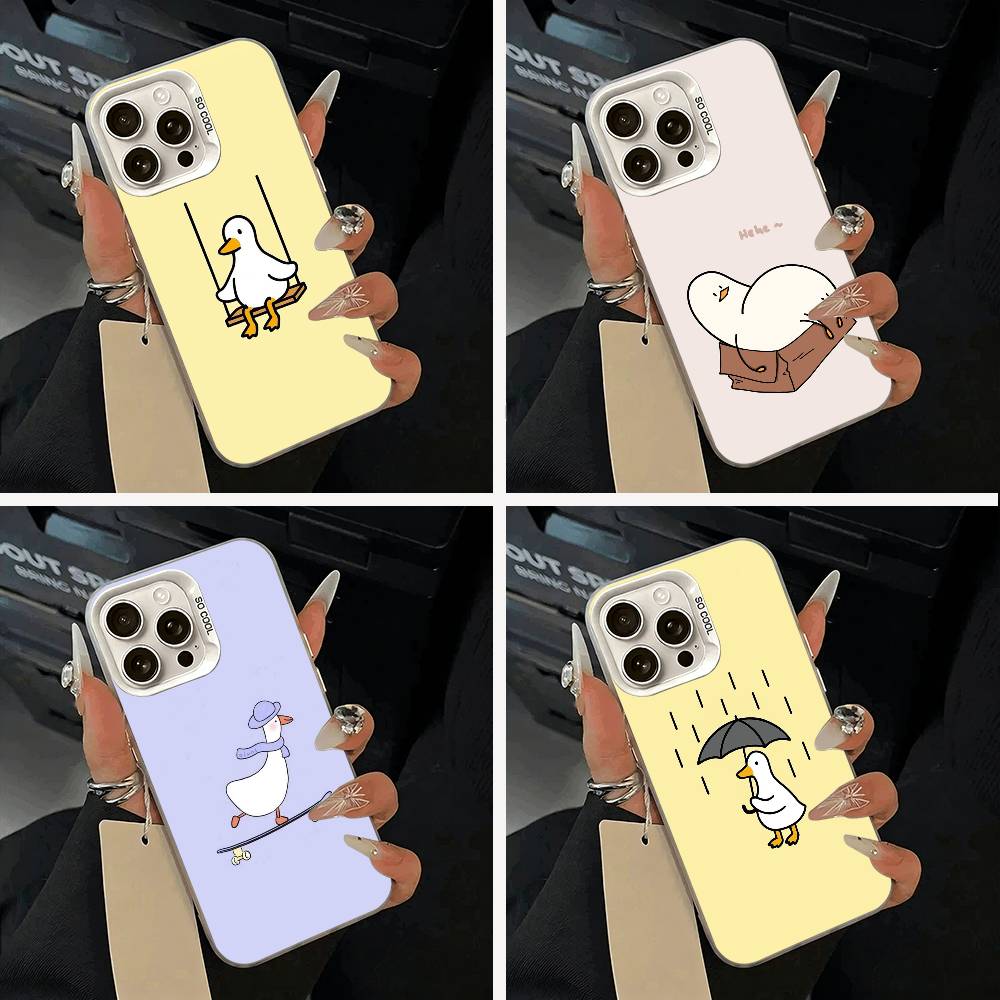 F-Смешной Чехол-Утка Для IPhone 17 Air 16 15 14 13 12 11 Pro Max Белый Серебристый Жесткий Чехол