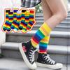 Women's Autumn and Winter New Rainbow Striped Cotton Preppy Sports Tube Socks