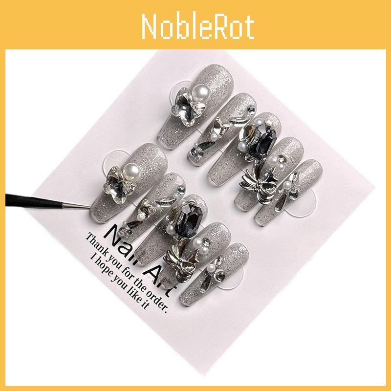 Handmade Luxury European And American Style Nail Art Piece With Big Diamonds And Pearls Detachable And Stylish