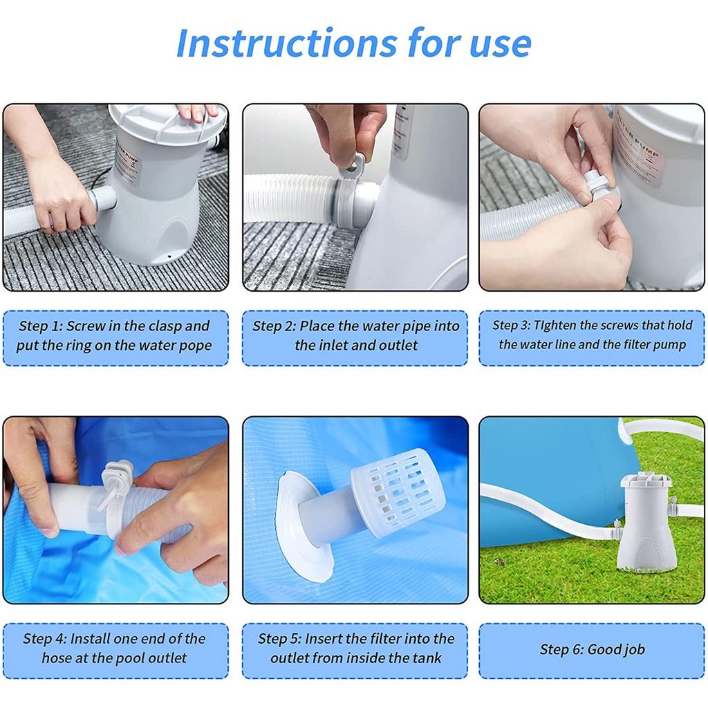 NEW Electric Filter Pump Large Pool 1000 GPH Swimming Pool Filter Household Pool Cleaner Removable Filter Core Circulation Pump