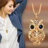 Fashion Sweater Chain with Diamonds Owl Pendant Long Necklace Women's Pendant Accessories