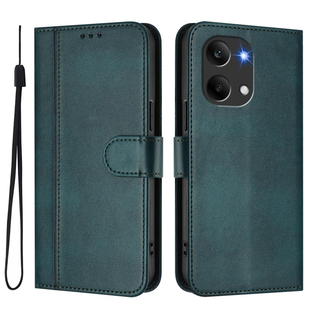 Wallet Case for Poco X8 Pro Max 5G - Leather/PU, Dark Green, With Lanyard