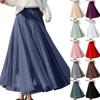 Women's Solid Color Mesh Skirt With Elastic Band Large Swing Mid Length Skirt