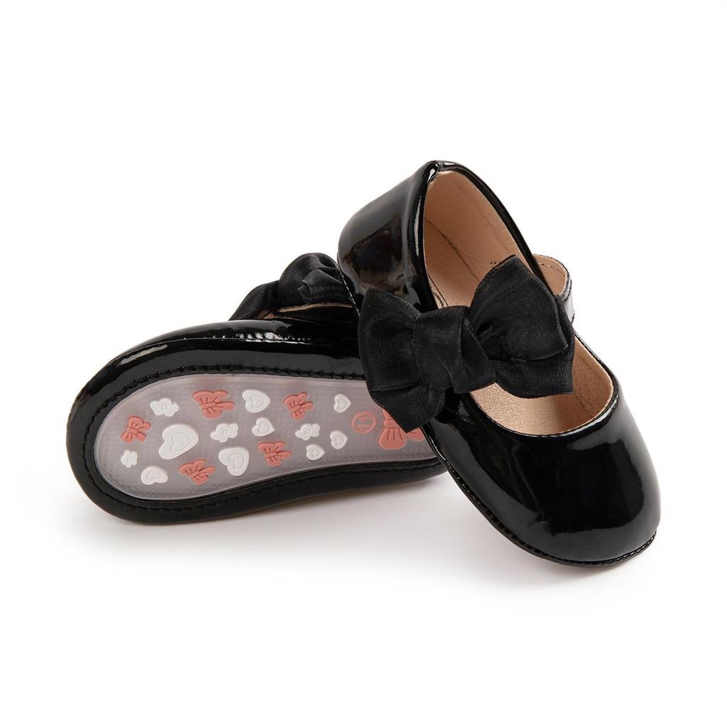 Spring & Autumn PU Soft Sole Bowknot Toddler Shoes - Breathable, Non-slip Magic Tape Princess Baby Shoes