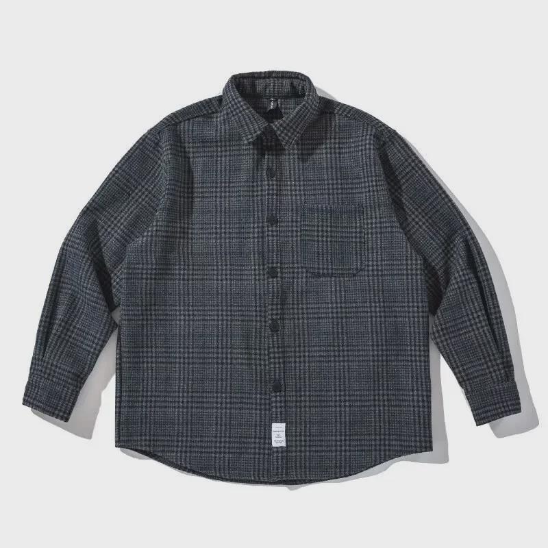 Мужская рубашка в японском стиле в ретро-стиле — с длинным рукавом, модная, свободного кроя, повседневная куртка на весну и осень