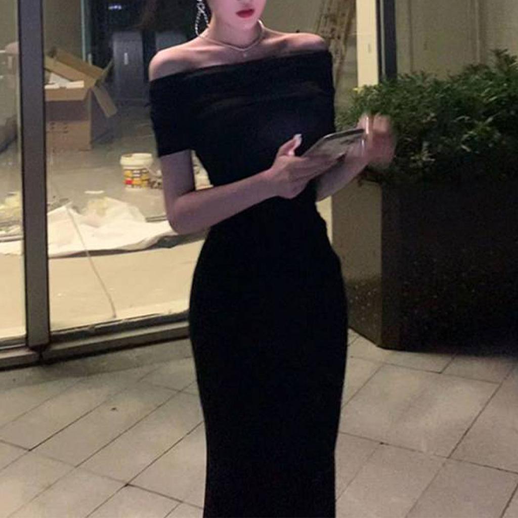 Платье с длинными рукавами на одно плечо для женщин осенью и зимой, модное прилегание и эффект похудения