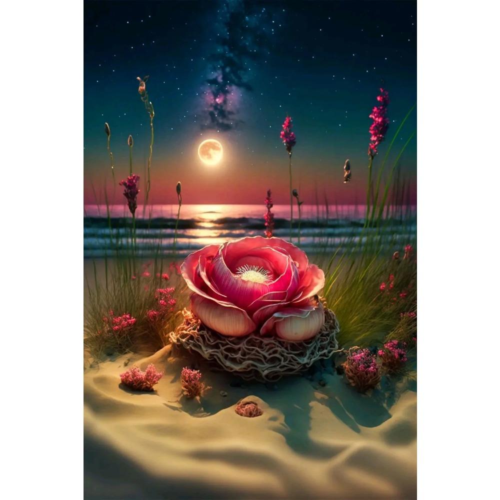 Алмазная картина, полная дрель, красивая кошка, животное, круглая алмазная живопись, ручная работа, лунный цветок, сделай сам, алмазная мозаика, картина, украшение дома