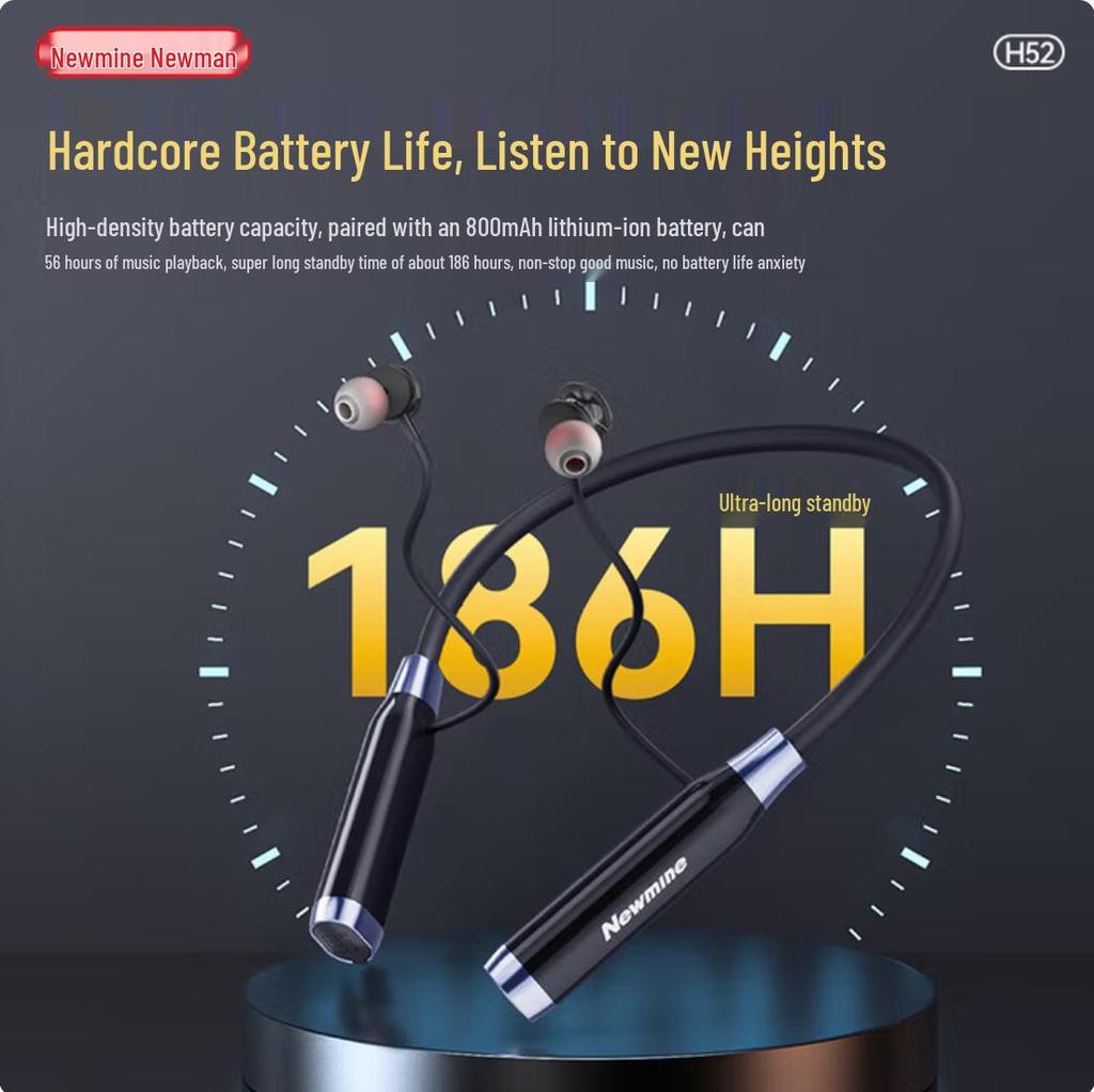 Спортивные Bluetooth-наушники Newman H52 с шейным ободком, беспроводные, внутриканальные, Bluetooth 6.0, время работы 56 часов