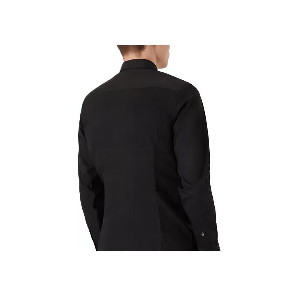 Emporio Armani Однотонная рубашка с отложным воротником, однобортная, приталенная, с длинным рукавом, мужская, черная 8N1C091N-I9Z1-0999