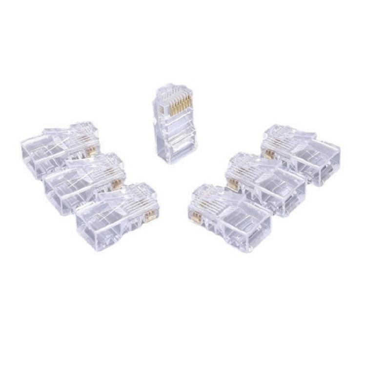 100 шт. Прозрачные разъемы RJ45 Cat6, 8P8C Сквозные для UTP кабеля 24-26AWG Замена сетевого провода