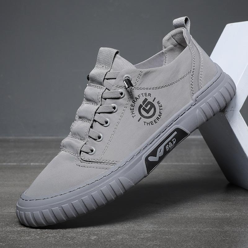 Летние мужские туфли из вулканизированной ткани Ice Silk Cloth Canvas Shoes Серые плоские повседневные туфли на шнуровке Non Leather Fashion Soft Walking