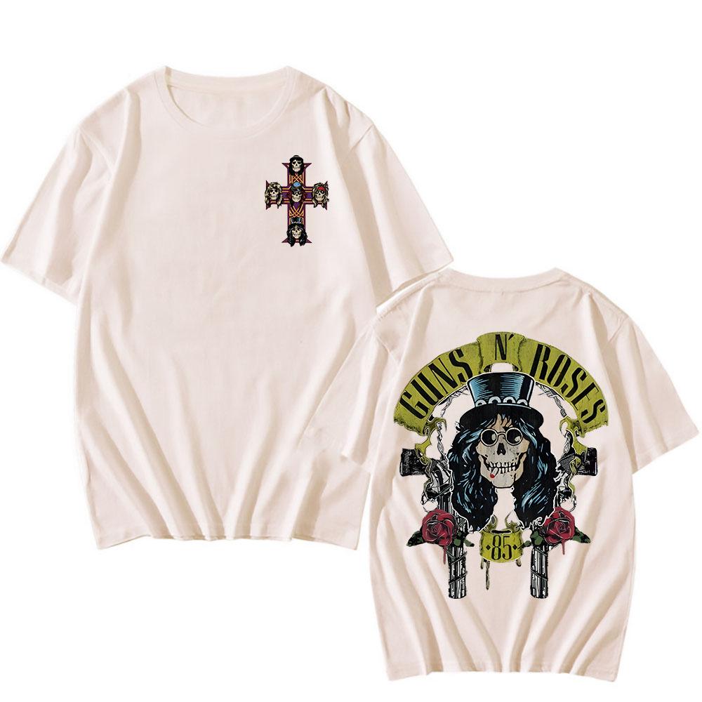 Guns N Roses T Shirt Cartoon Print Harajuku Grunge Tee-shirt Camisetas Heavy Metal Music Cotton Tshirt Ropa Hombre Punk Clothing