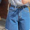 Модные тонкие ретро-джинсы с поясом из искусственной кожи, пряжкой из сплава