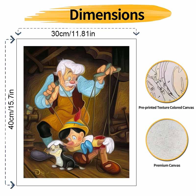 disney pinocchio geppetto digital oil painting hand painting kit diy home decoration