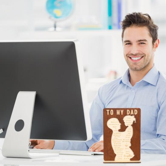 Wooden Desk Sign Gift for Dad from Daughter Home Office Tabletop Sign