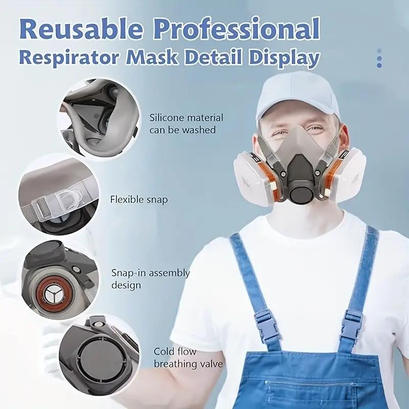 6200 Gas Mask 7-in-1/15-in-1 Reusable Half Face Mask with Filter, Suitable for Painting, Welding, Woodworking, and Organic Vapor