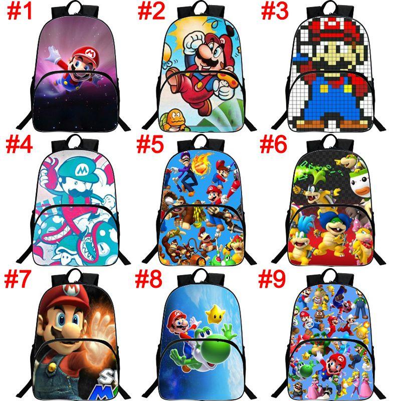 Super Mario Large 16 Inch School Backpack With Spacious Compartments And Durable Material