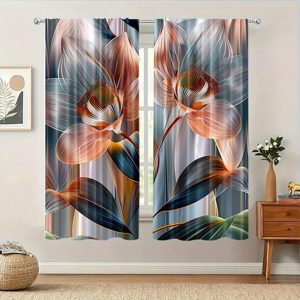 Комплект из 2 предметов, современные шторы с цветочным принтом и пионами, светофильтрующий карманный дизайн для спальни, гостиной, кухни, офиса, декора