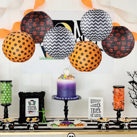 12 шт. Украшения для Хэллоуина, сотовые тыквенные шары-фонарики, бумажные веера, подвесные украшения, жуткий декор для дома, офиса, вечеринки