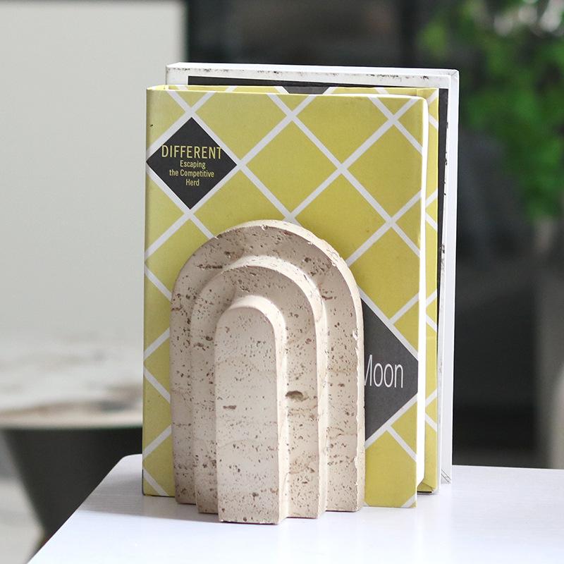 Wabi-sabi Style Home Imitation Travertine Bookends Model Room Soft Decorations Artistic Atmosphere Bookends