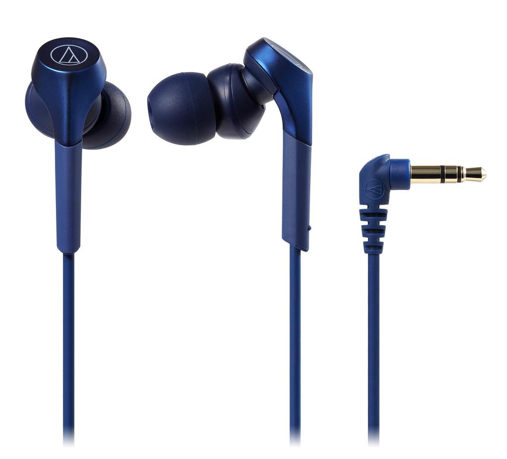 Audio-Technica SOLID BASS In-Ear Earphones, Wired, Deep Bass, High-Resolution Audio Compatible, Blue, ATH-CKS550X BL