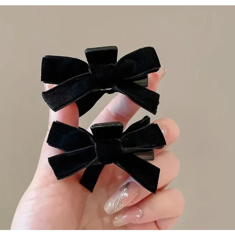 Корейский бархатный бант, заколка для волос, зажим-коготь, милый черный, красный бант, маленькая заколка для волос, головной убор принцессы, заколка для волос для девочек и женщин