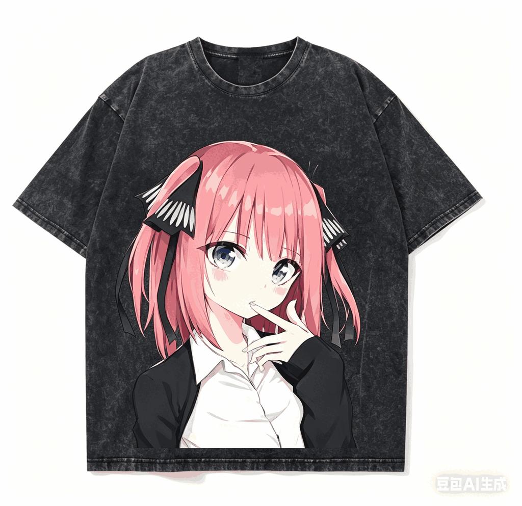 Футболка The Quintessential Quintuplets Washed 2026 Новая модель Личность Одежда футболка Круглогодичная одежда Винтажный Свободный Для пар